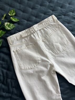 Zara | Women’s  Cream High-Rise Barrel Leg Jeans 6